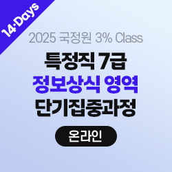 2025 국정원 3% Class 특정직 7급 정보상식 영역 단기집중과정 (온라인) - 14Days